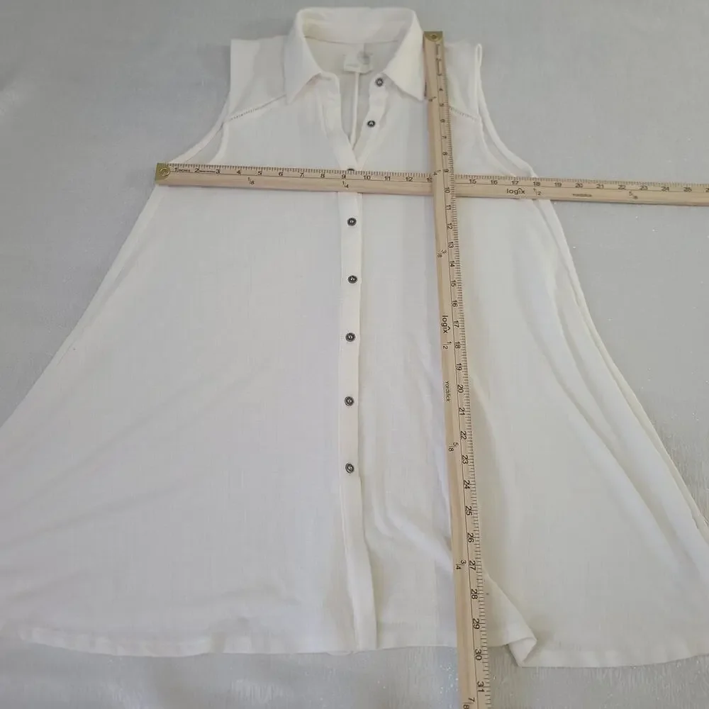 Everleigh poplin sleeveless tunic women's Ivory down top Size Petite small - Picture 4 of 8